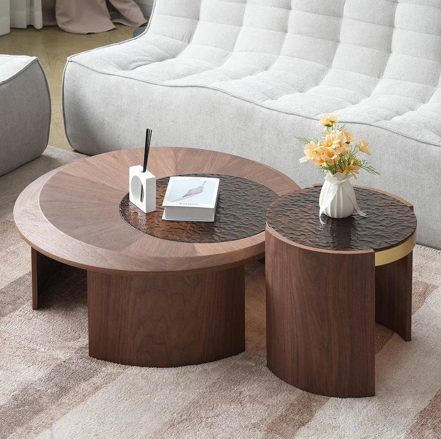 Modern Convertible Portable Round Coffee Table Set