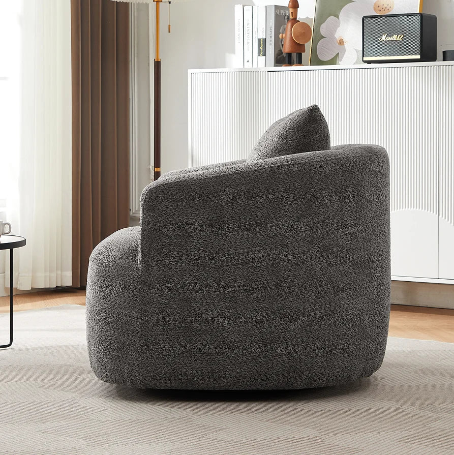 360 Swivel Barrel Sofa Chair 38.2" Modern Design Waterproof & Eco-Friendly Upholstery with Throw Pillow for Living Room