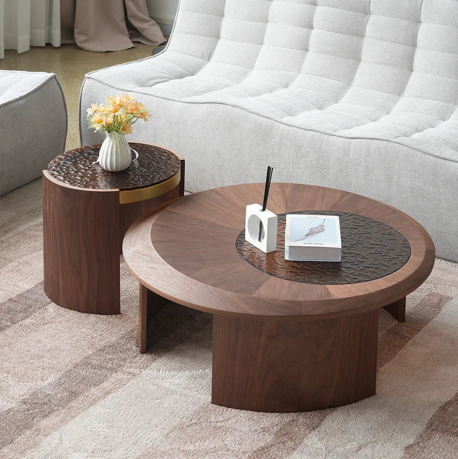 Modern Convertible Portable Round Coffee Table Set
