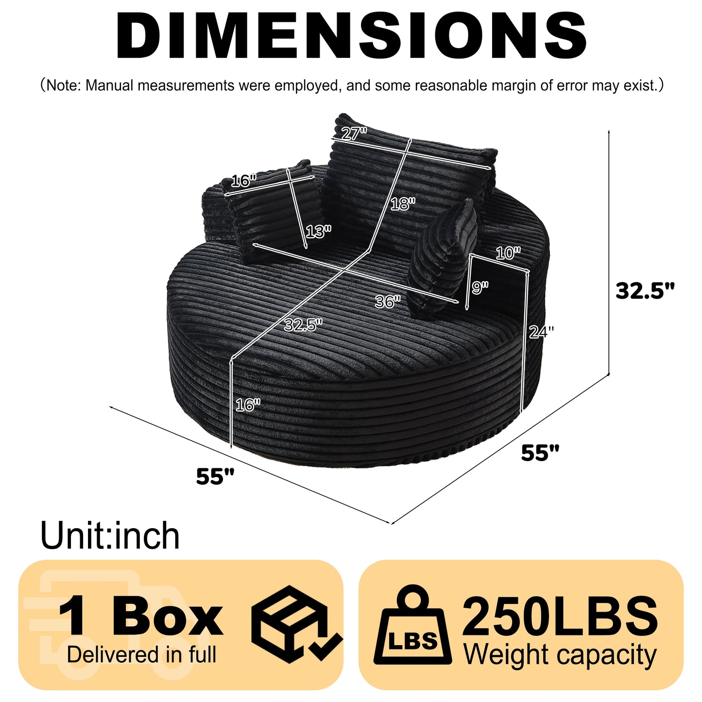 Corduroy Foam Single Swivel Chair, Fluffy Modern Sleeper, 360 Degree Swivel Chair for Living Room