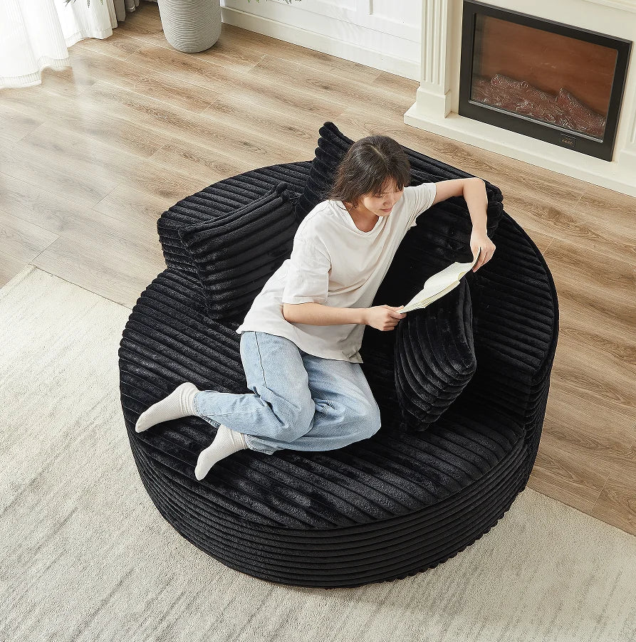Corduroy Foam Single Swivel Chair, Fluffy Modern Sleeper, 360 Degree Swivel Chair for Living Room