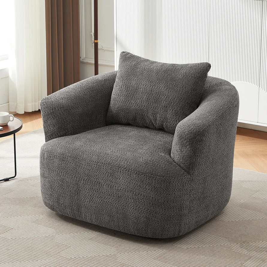 360 Swivel Barrel Sofa Chair 38.2" Modern Design Waterproof & Eco-Friendly Upholstery with Throw Pillow for Living Room