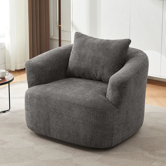 360 Swivel Barrel Sofa Chair 38.2" Modern Design Waterproof & Eco-Friendly Upholstery with Throw Pillow for Living Room