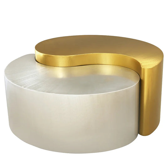 Modern & Contemporary Style Decorative Coffee Table with Steel Frame in Gold & Silver for Living Room