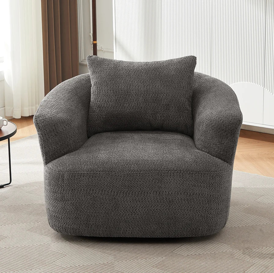 360 Swivel Barrel Sofa Chair 38.2" Modern Design Waterproof & Eco-Friendly Upholstery with Throw Pillow for Living Room