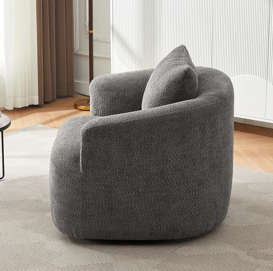 360 Swivel Barrel Sofa Chair 38.2" Modern Design Waterproof & Eco-Friendly Upholstery with Throw Pillow for Living Room