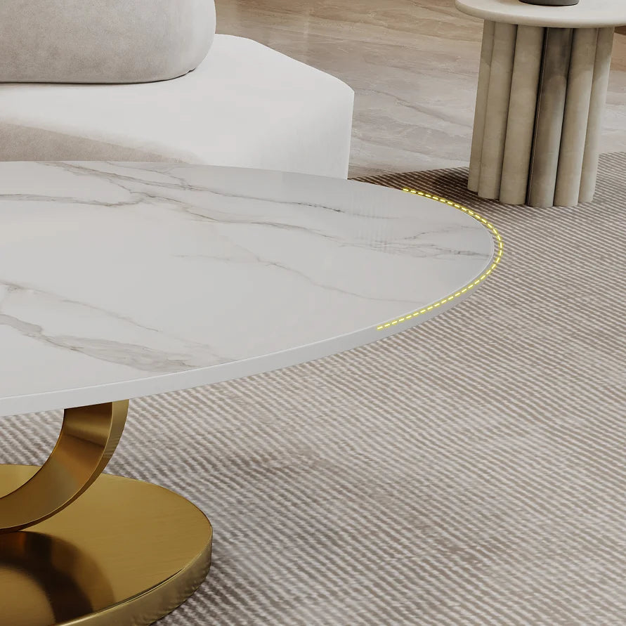 Modern Metal Coffee Table with Stainless Steel Base Indoor Home Living Room Furniture