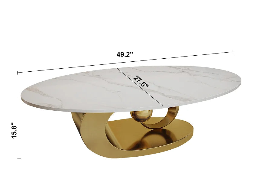 Modern Metal Coffee Table with Stainless Steel Base Indoor Home Living Room Furniture