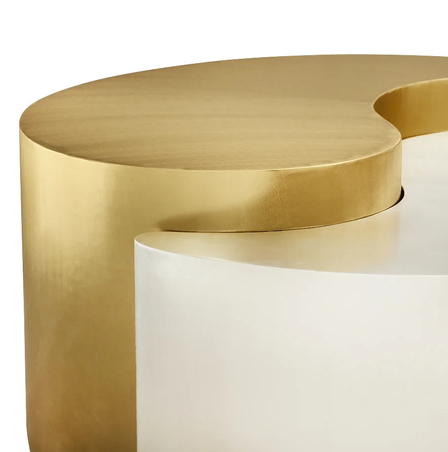 Modern & Contemporary Style Decorative Coffee Table with Steel Frame in Gold & Silver for Living Room