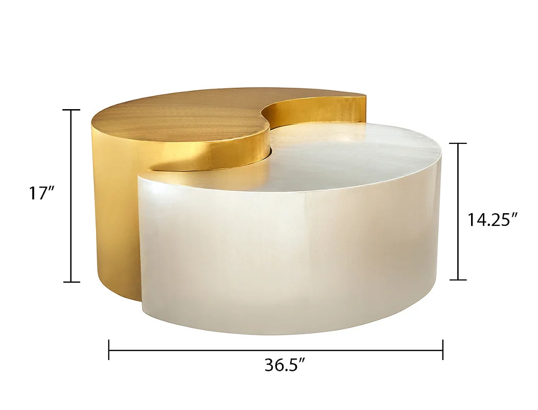 Modern & Contemporary Style Decorative Coffee Table with Steel Frame in Gold & Silver for Living Room