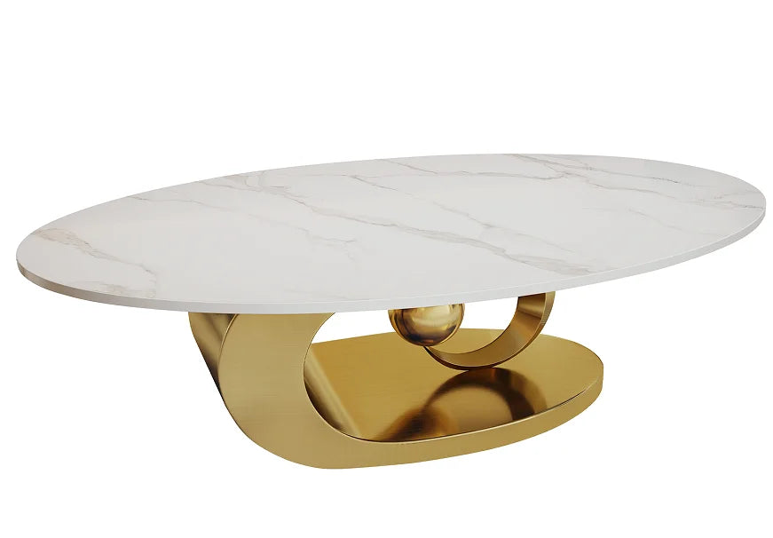 Modern Metal Coffee Table with Stainless Steel Base Indoor Home Living Room Furniture